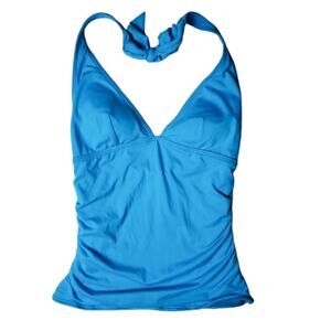 DKNY Runched Halter Tankini Bikini Swim Top